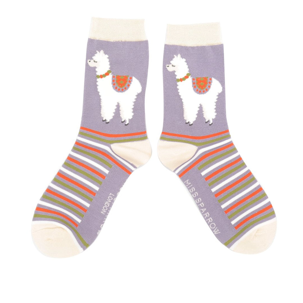 Miss Sparrow Llama  Bamboo Socks