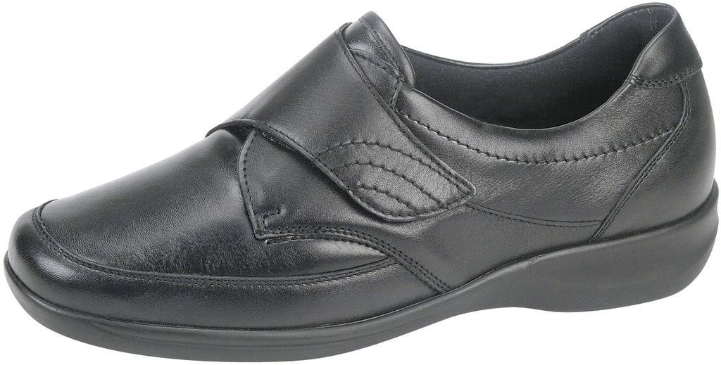 Waldlaufer Millu M54306-301-001 Ladies Wide Fit Touch Fasten Shoe Black