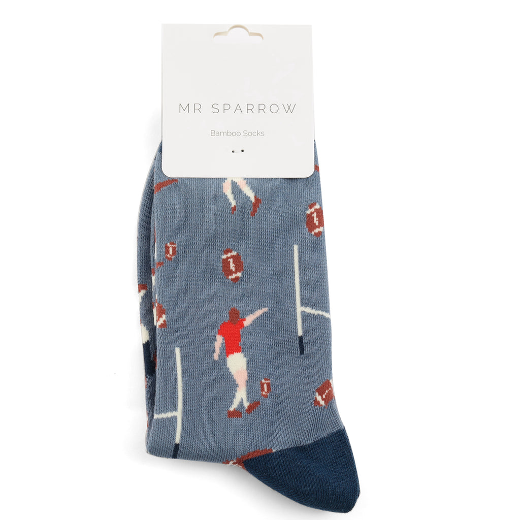 Mr Sparrow Rugby Scene Bamboo Socks