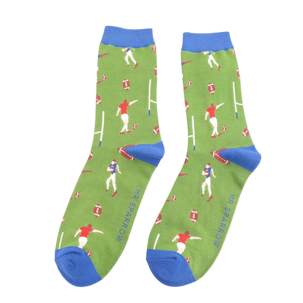 Mr Sparrow Rugby Scene Bamboo Socks