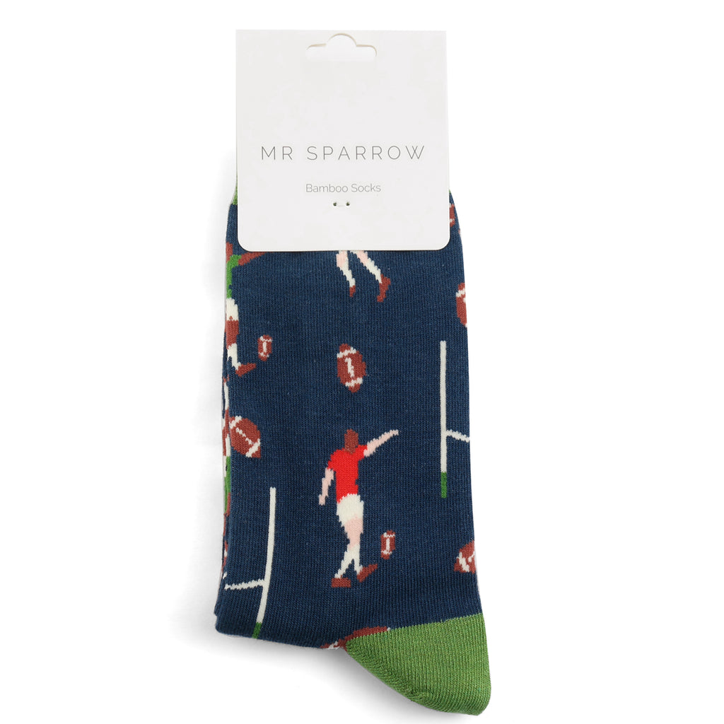 Mr Sparrow Rugby Scene Bamboo Socks