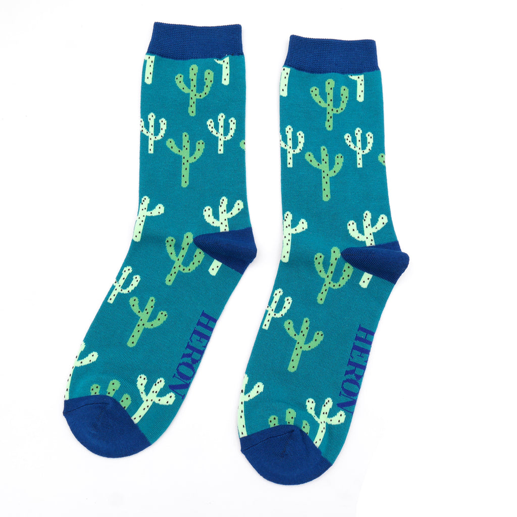 Mr Heron Mens Bamboo Socks - Cacti Teal MH264