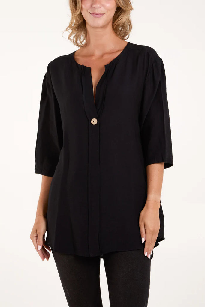 Collarless Button Front Blouse One Size 10-18