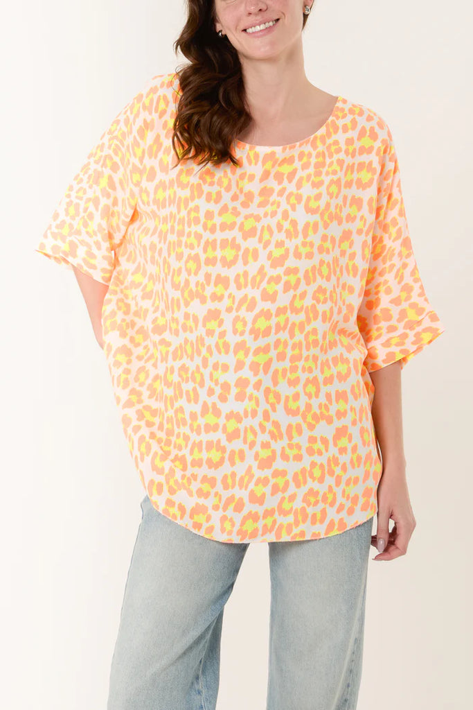 Leopard Print Short Sleeve Viscose Top One Size