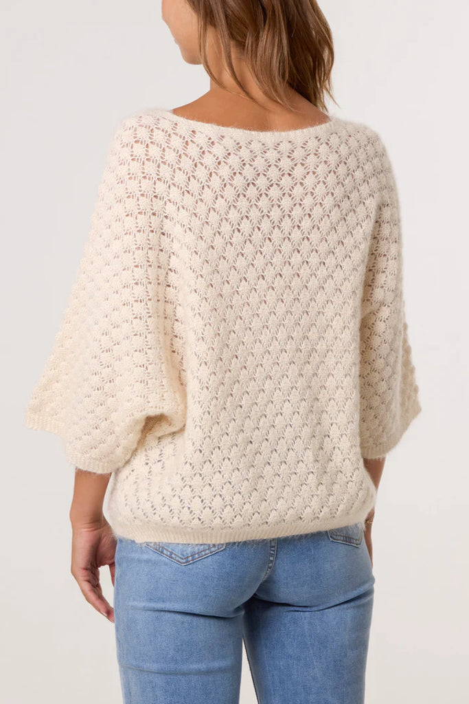 Pointelle Knit 3/4 Sleeve Jumper
