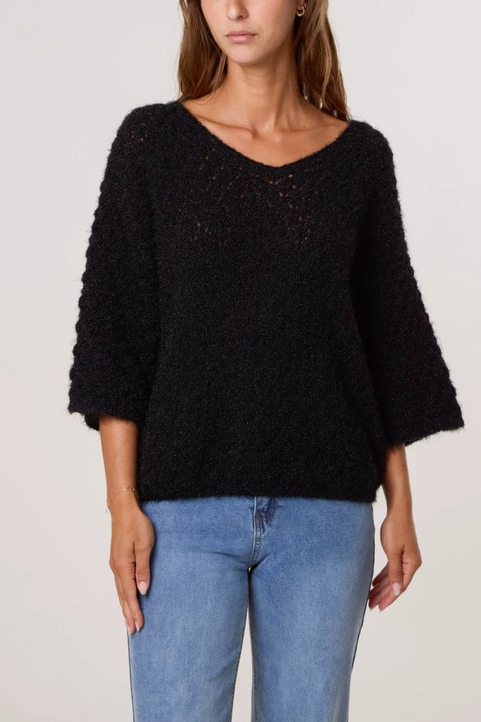 Pointelle Knit 3/4 Sleeve Jumper