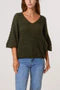 Pointelle Knit 3/4 Sleeve Jumper