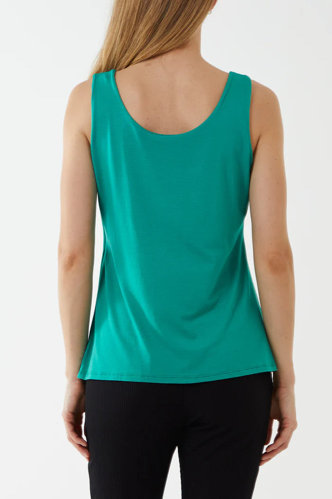 Double Layer Scoop Neck Plain Vest Top One Size up to 14