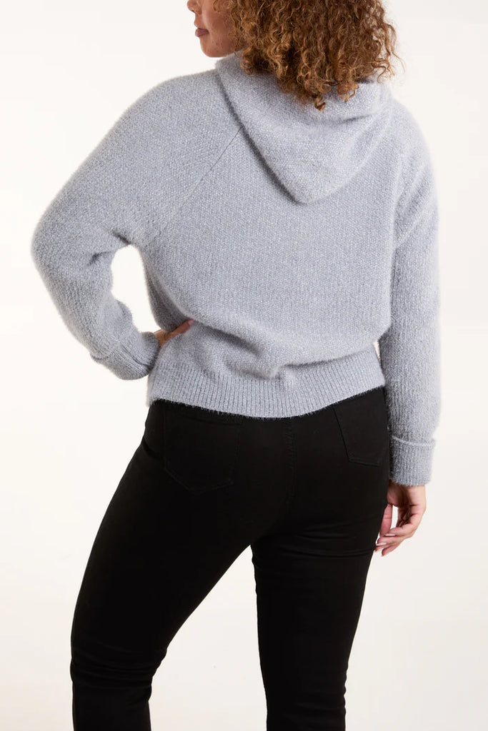 Zip Up Cosy Hoodie Cardigan Grey