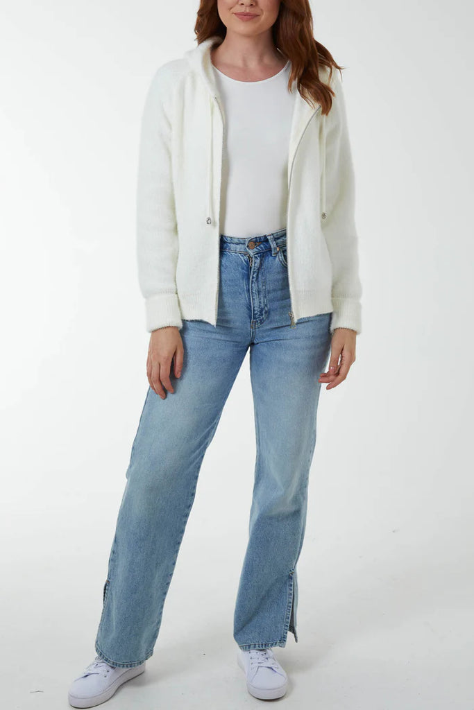 Zip Up Cosy Hoodie Cardigan Ivory