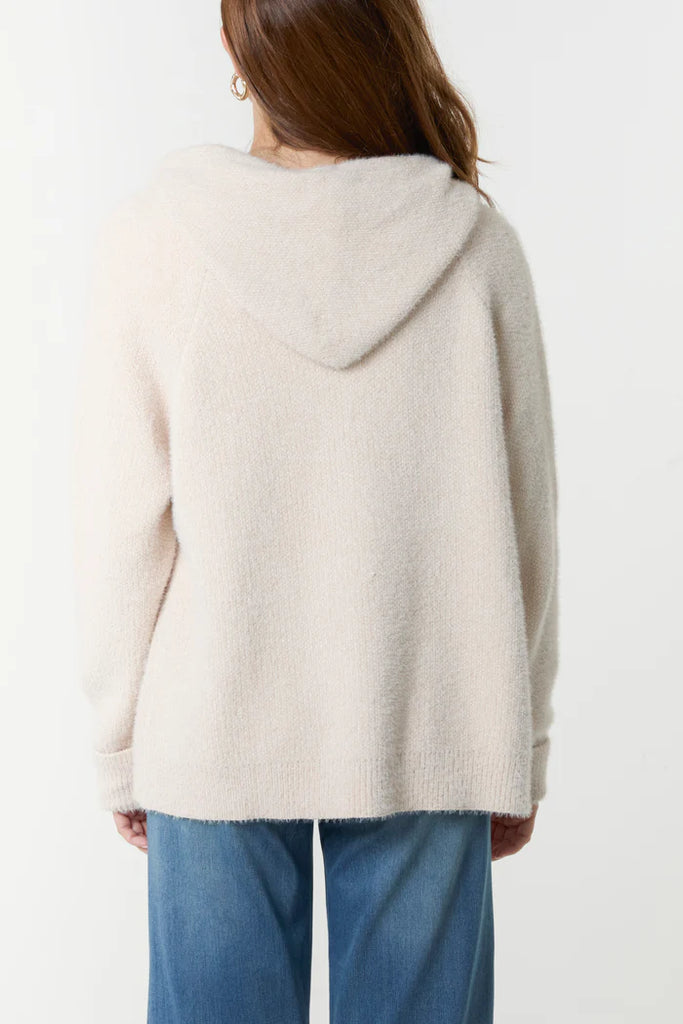 Zip Up Cosy Hoodie Cardigan Stone
