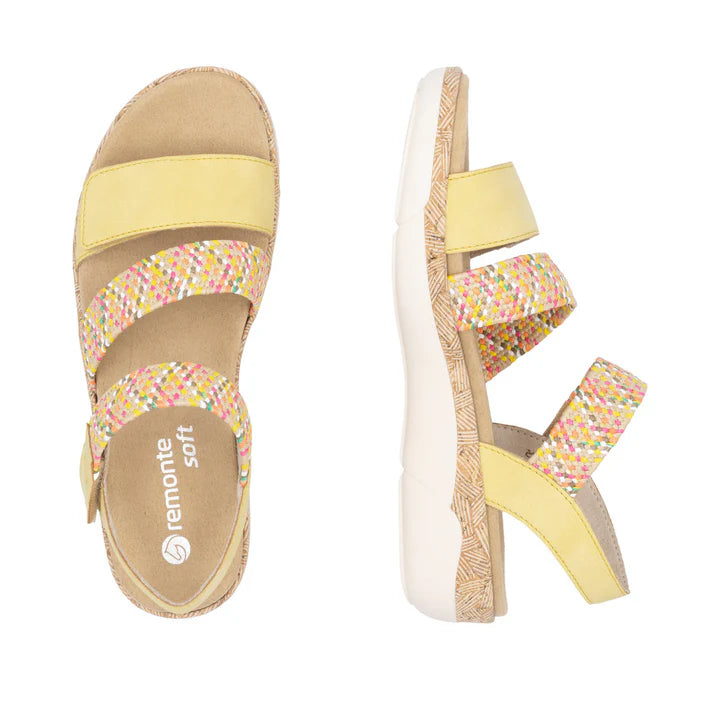 Remonte R6861-68 Adjustable Comfort Sandal Lemon