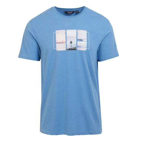 Regatta Mens Cline VIII Graphic T-Shirt Lake Blue