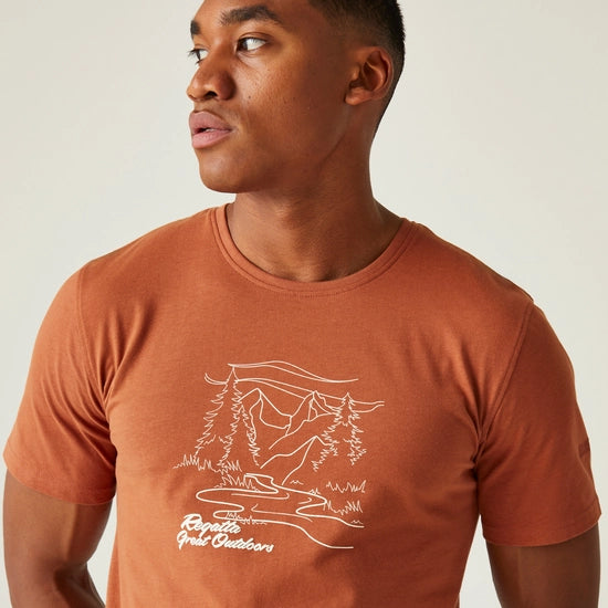 Regatta Mens Cline VIII Graphic T-Shirt Baked Clay