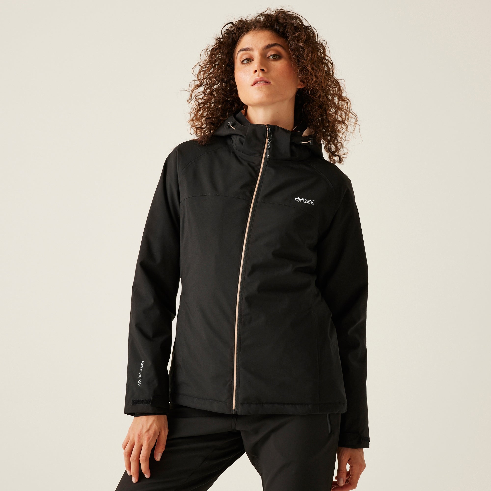 Regatta Women s Frelton Waterproof Jacket Black Warm Taupe Schoose