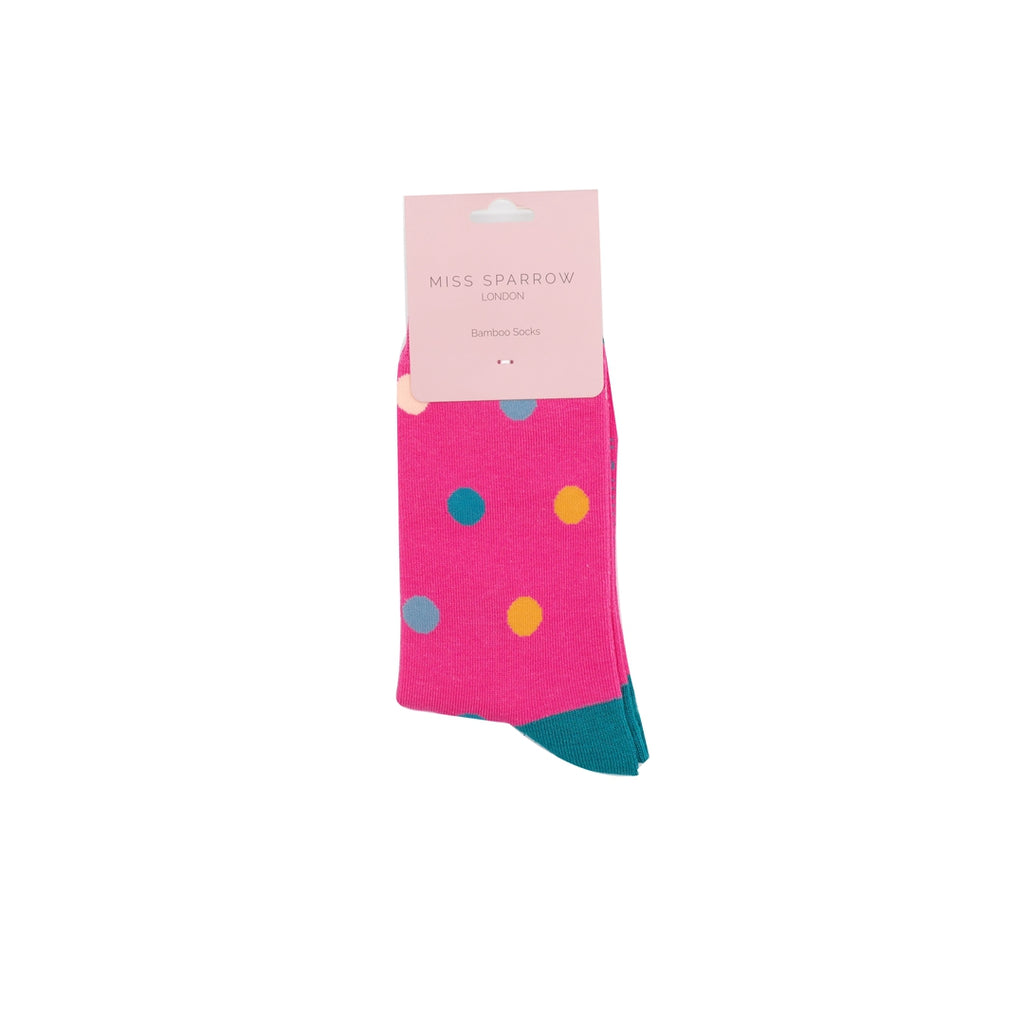 Miss Sparrow Spots Socks Hot Pink SKS385