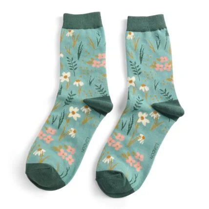 Miss Sparrow Meadow Bamboo Socks Duck Egg