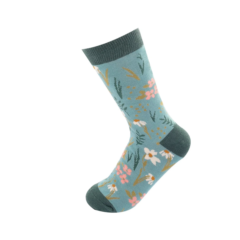 Miss Sparrow Meadow Bamboo Socks Duck Egg