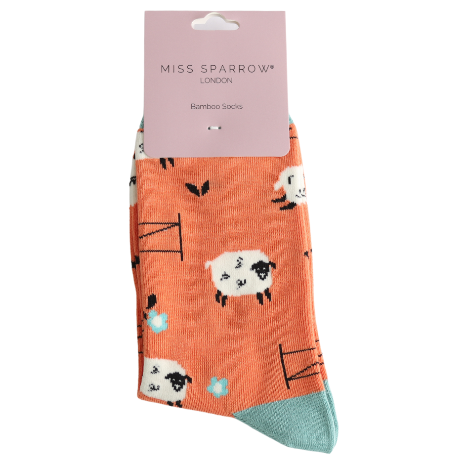 Miss Sparrow Ladies Bamboo Socks - Jumping Sheep