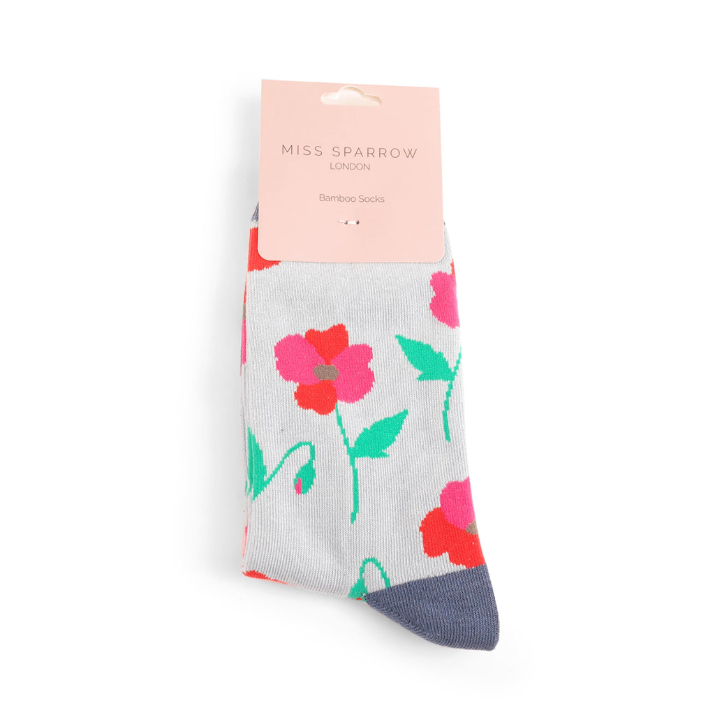 Miss Sparrow Bamboo Socks Poppy Powder Blue