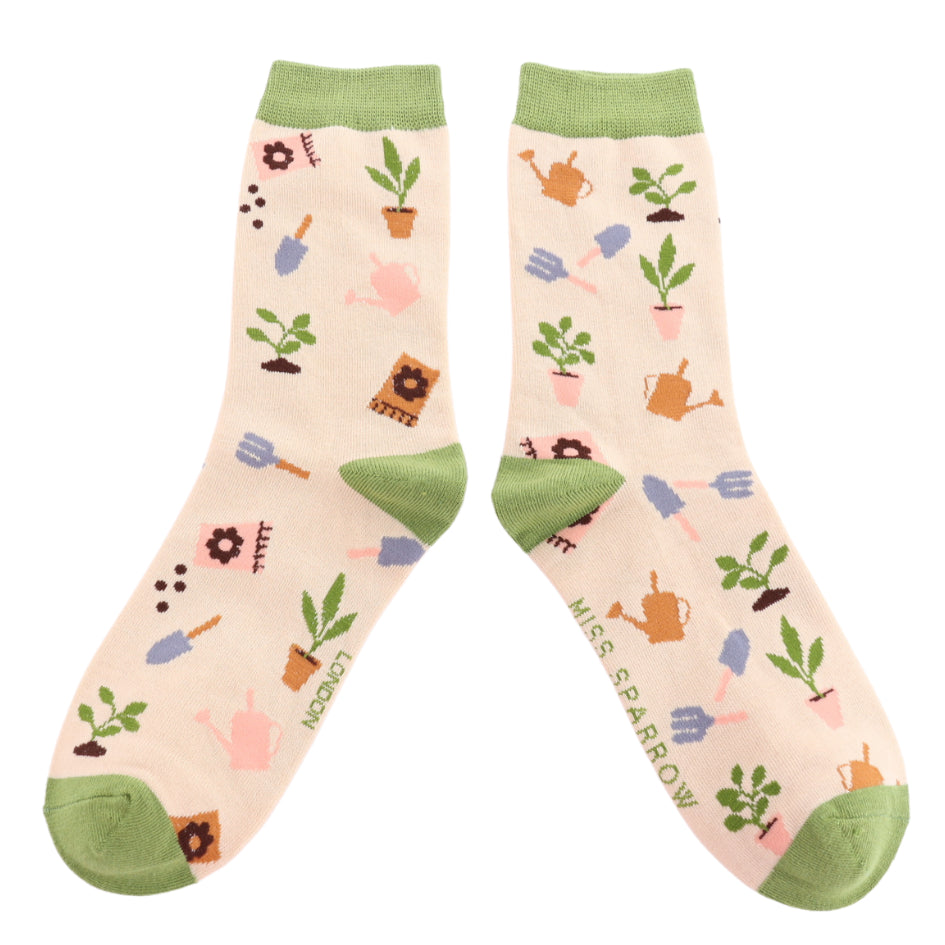 Miss Sparrow Ladies Bamboo Socks - In The Allotment