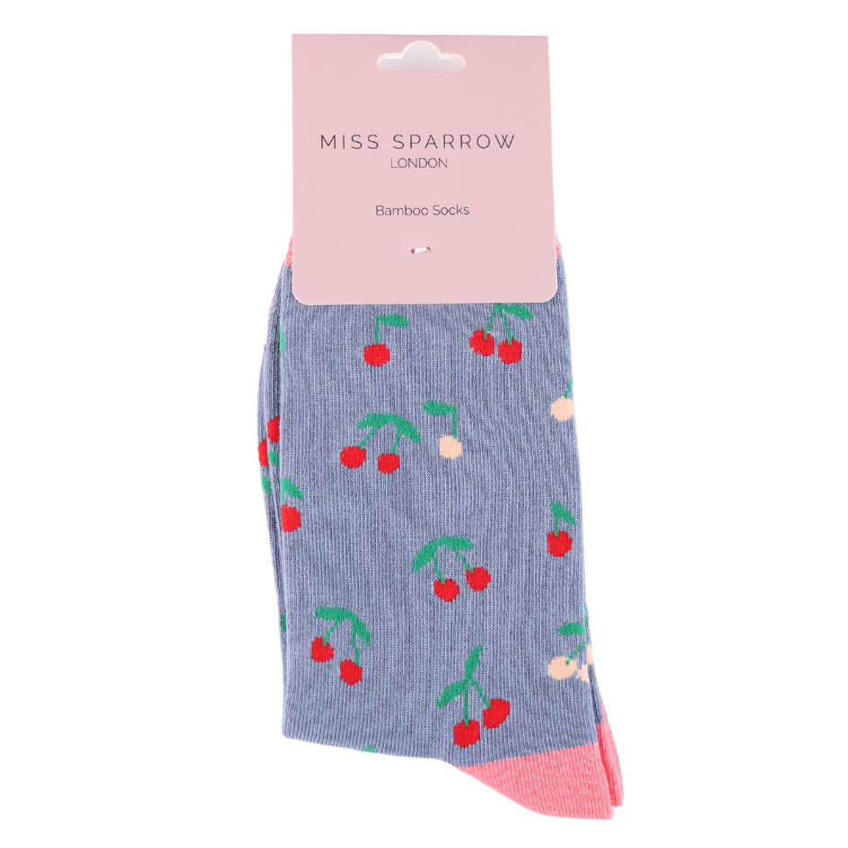 Miss Sparrow Ladies Bamboo Socks - Mini Cherries