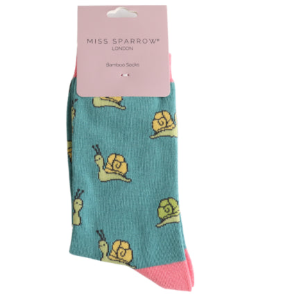Miss Sparrow Ladies Bamboo Socks - Snails