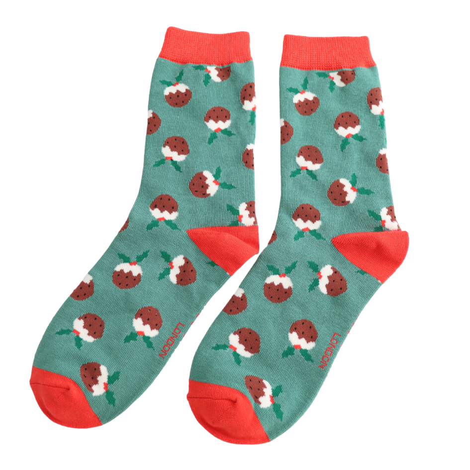 Miss Sparrow Christmas Puddings Bamboo Socks