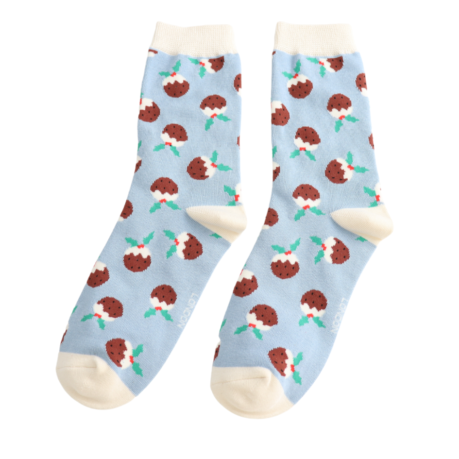 Miss Sparrow Christmas Puddings Bamboo Socks