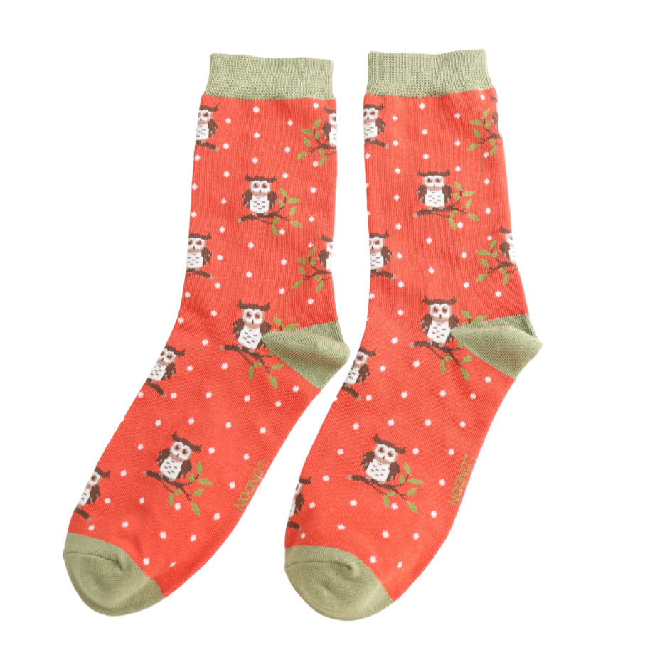 Miss Sparrow Winter Owls Bamboo Socks