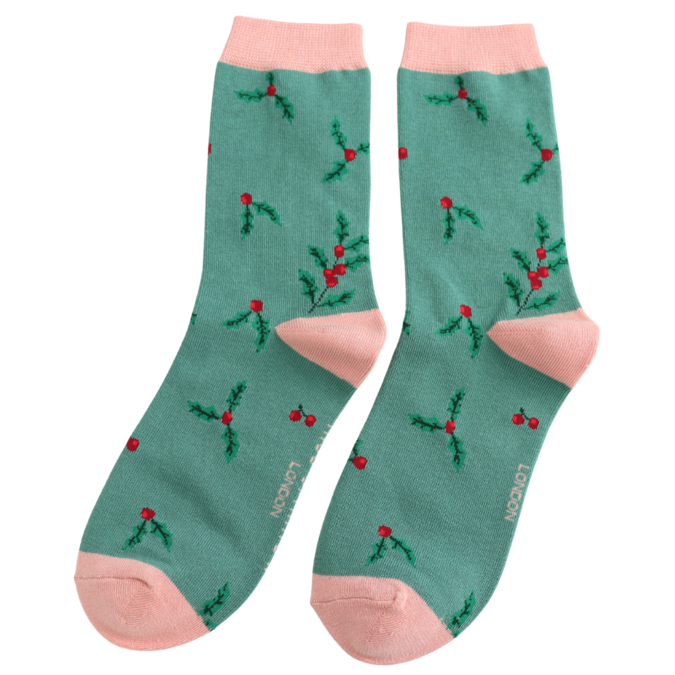 Miss Sparrow Holly Sprigs Bamboo Socks