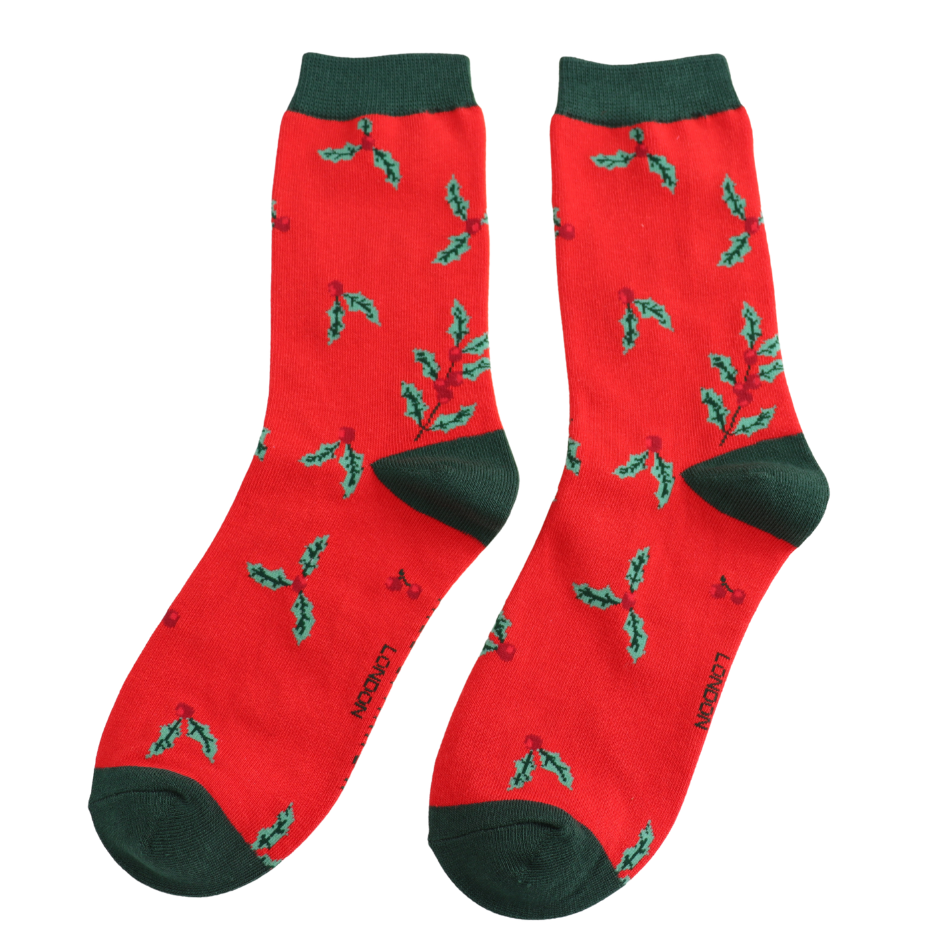 Miss Sparrow Holly Sprigs Bamboo Socks