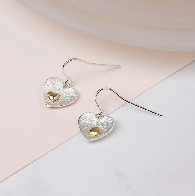 POM Peace Of Mind Gold Plated Inset Heart Earrings 02701