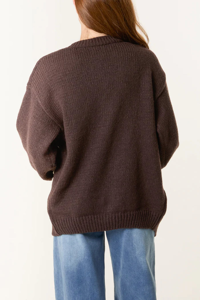 Daisy Flower Open Cardigan Choco