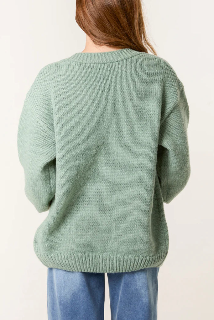 Daisy Flower Open Cardigan Sage