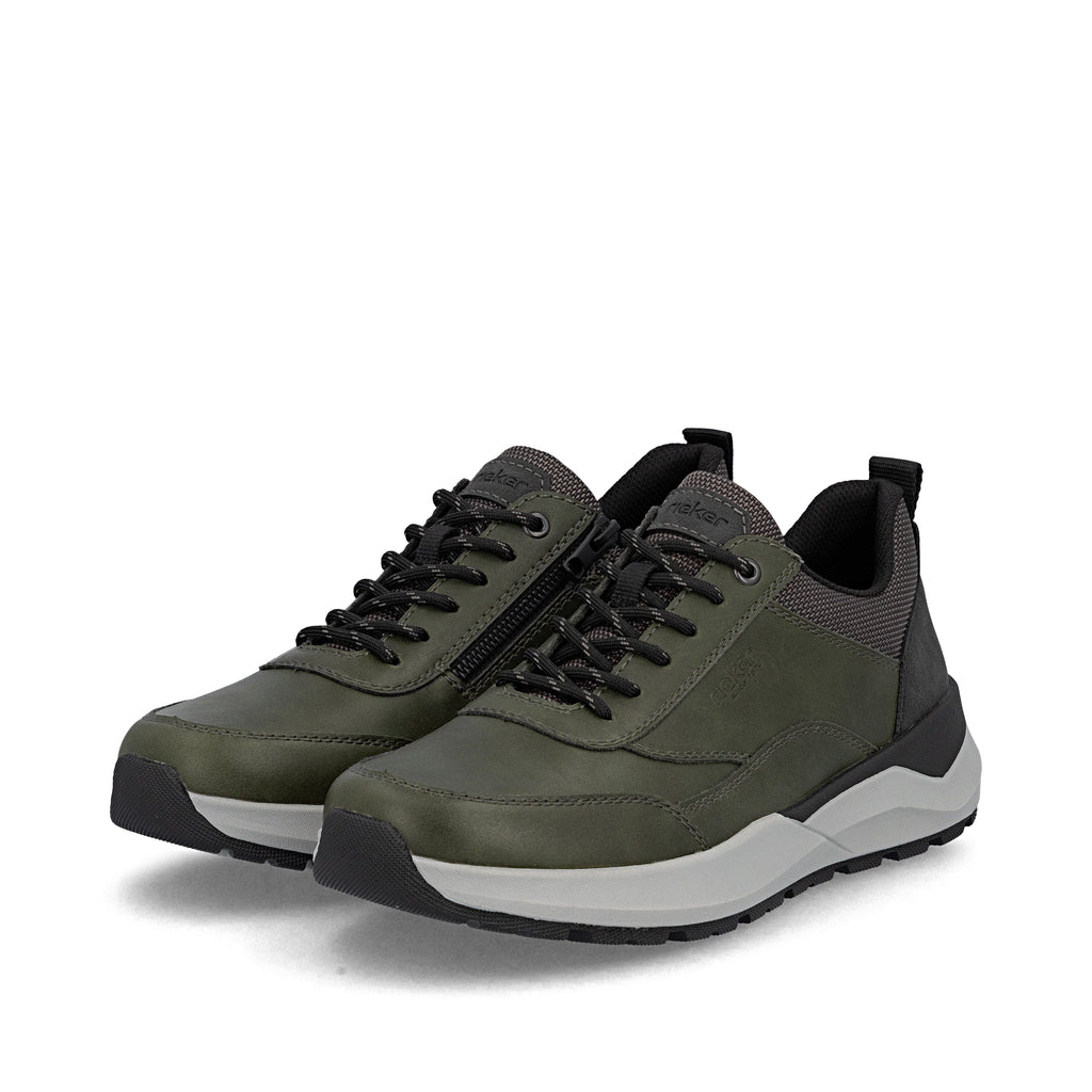 Rieker 06000-54 Mens Zip & Lace Casual Shoe Olive Green