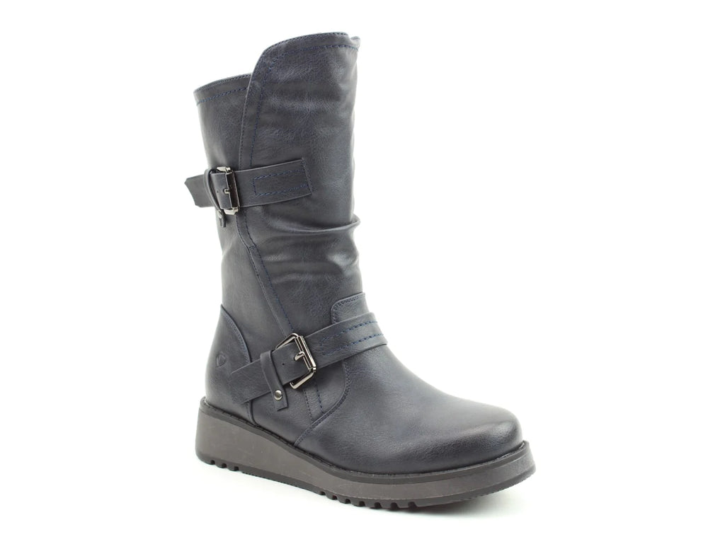 Heavenly Feet Hannah 4 Mid Calf Boot Navy