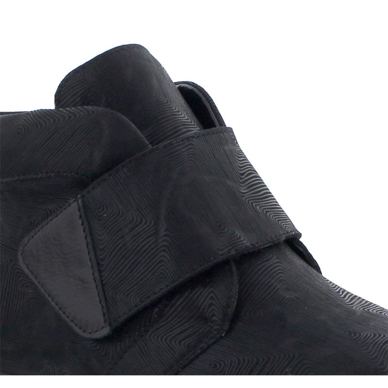 Waldlaufer M-Ira West Taipi Wide Fit Touch Fasten Ankle Boot Black