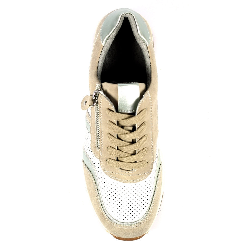 Lunar Bartelli Ladies Beige Lace Up Trainer DLB032 BG