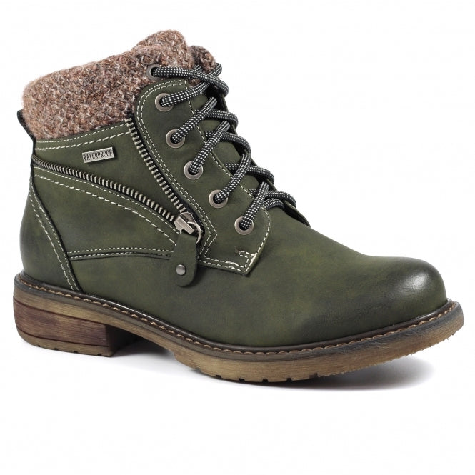 Lunar Benson III Ladies Ankle Boot GLB090 Olive