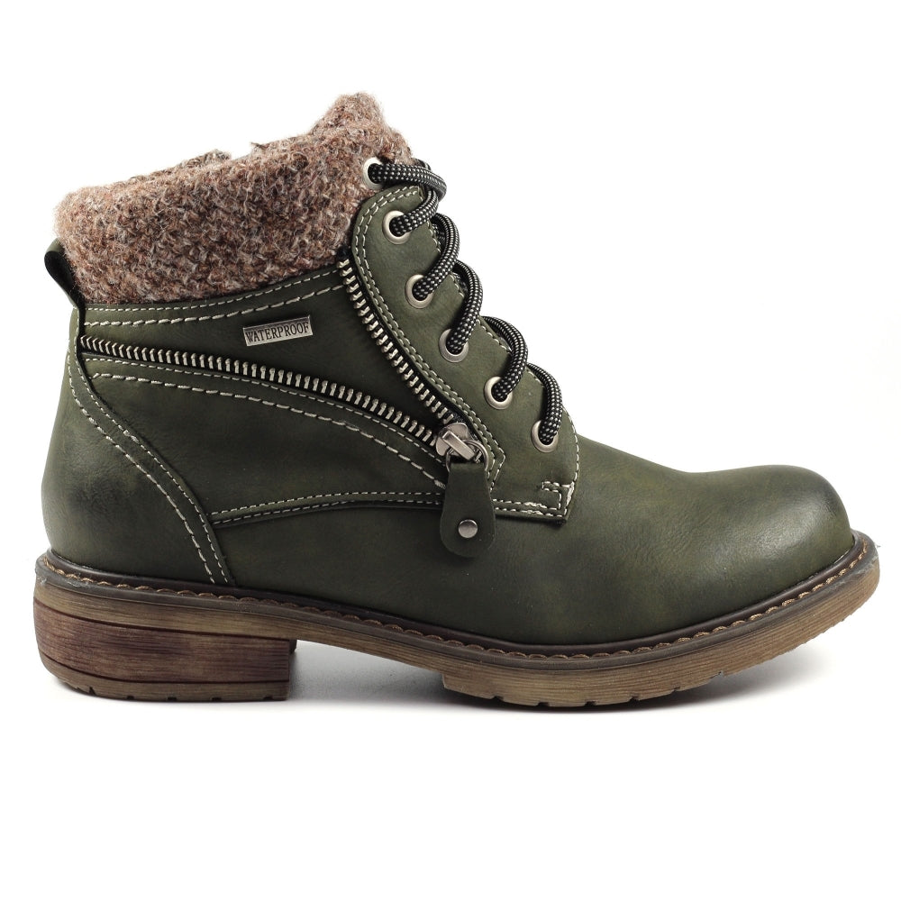 Lunar Benson III Ladies Ankle Boot GLB090 Olive