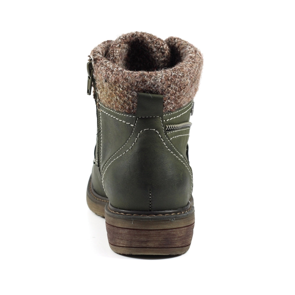 Lunar Benson III Ladies Ankle Boot GLB090 Olive