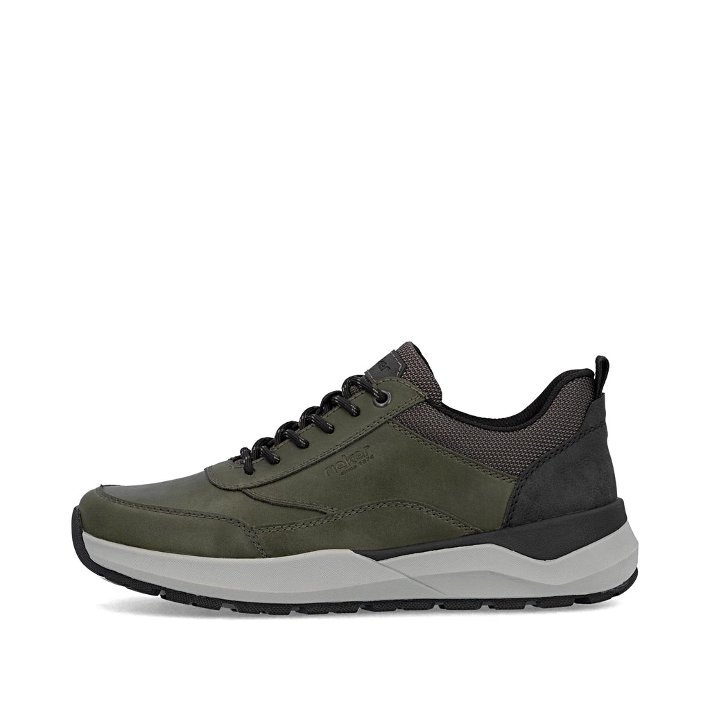 Rieker 06000-54 Mens Zip & Lace Casual Shoe Olive Green