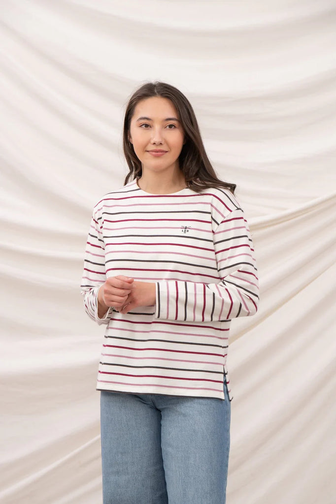 Lighthouse Causeway II Long Sleeve Top Cranberry Pink Stripe