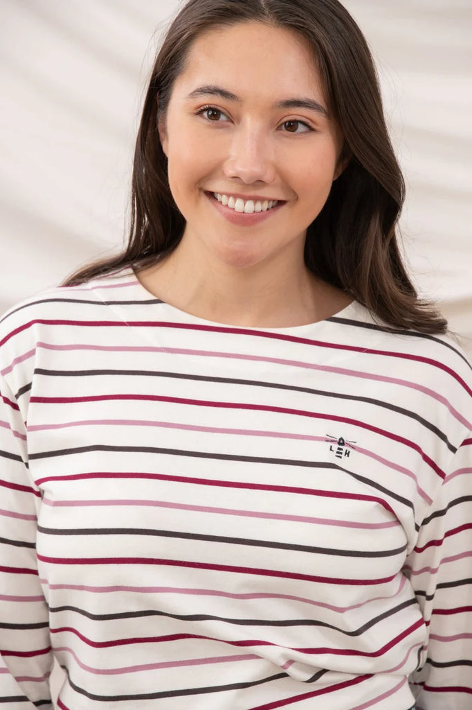 Lighthouse Causeway II Long Sleeve Top Cranberry Pink Stripe