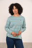 Lighthouse Causeway Ladies Long Sleeve Top Duck Egg/Pink Stripe