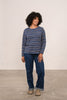 Lighthouse Causeway Ladies Long Sleeve Top Navy Sage/Blue Stripe