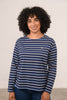 Lighthouse Causeway Ladies Long Sleeve Top Navy Sage/Blue Stripe