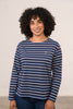 Lighthouse Causeway Ladies Long Sleeve Top Navy Sage/Blue Stripe