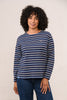 Lighthouse Causeway Ladies Long Sleeve Top Navy Sage/Blue Stripe